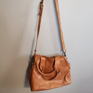 Vilenca Holland Genuine Leather Hobo Crossbody and Shoulder Bag Camel Brown